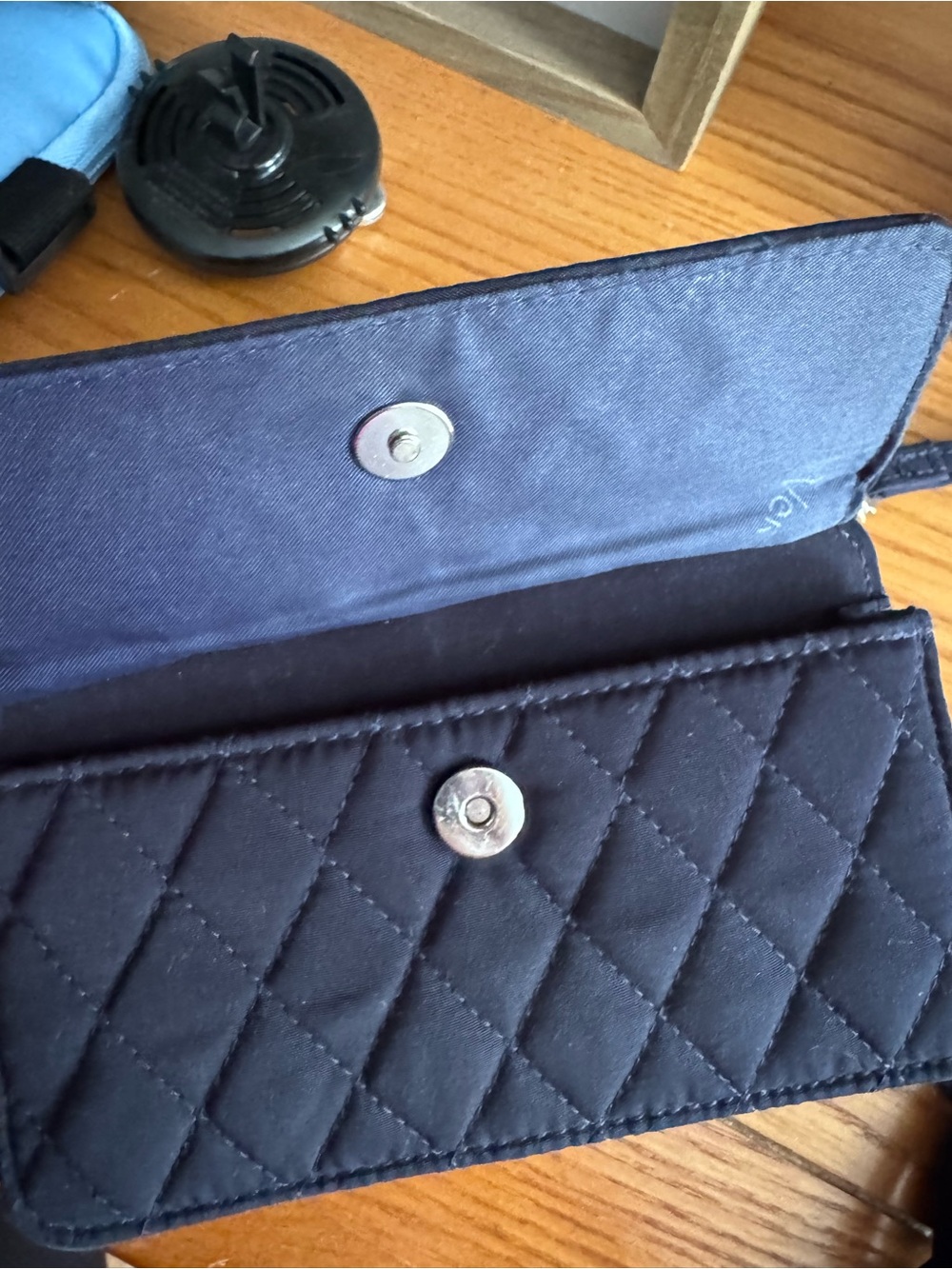 Quilted Navy Snap Wallet